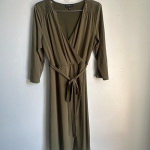 Olive Faux Wrap Dress Ke-ne-dik